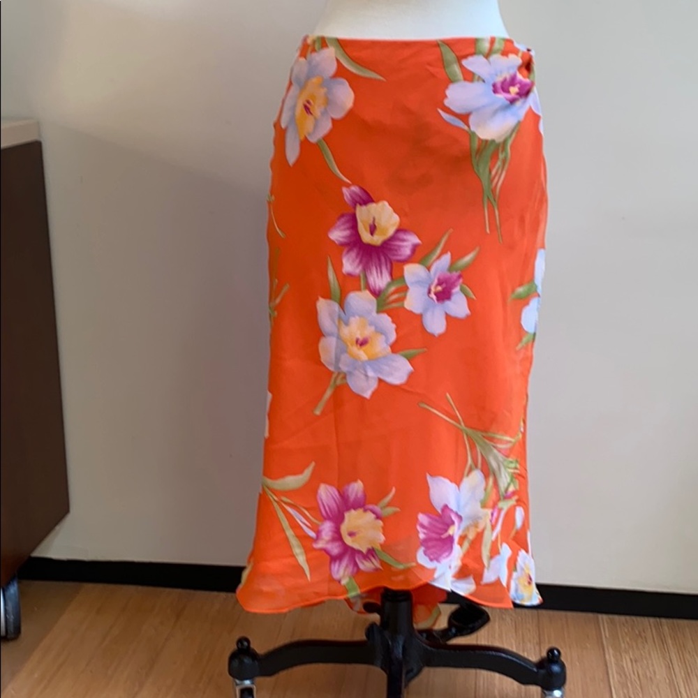 Ralph Lauren 100% Silk Floral Skirt